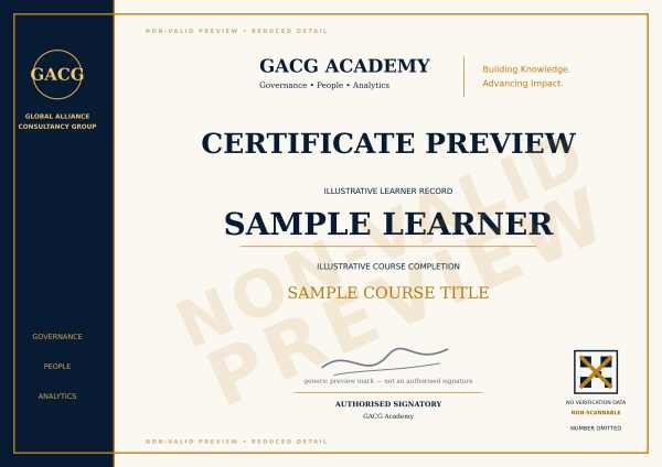 Reduced-quality, non-valid preview of a GACG Academy certificate